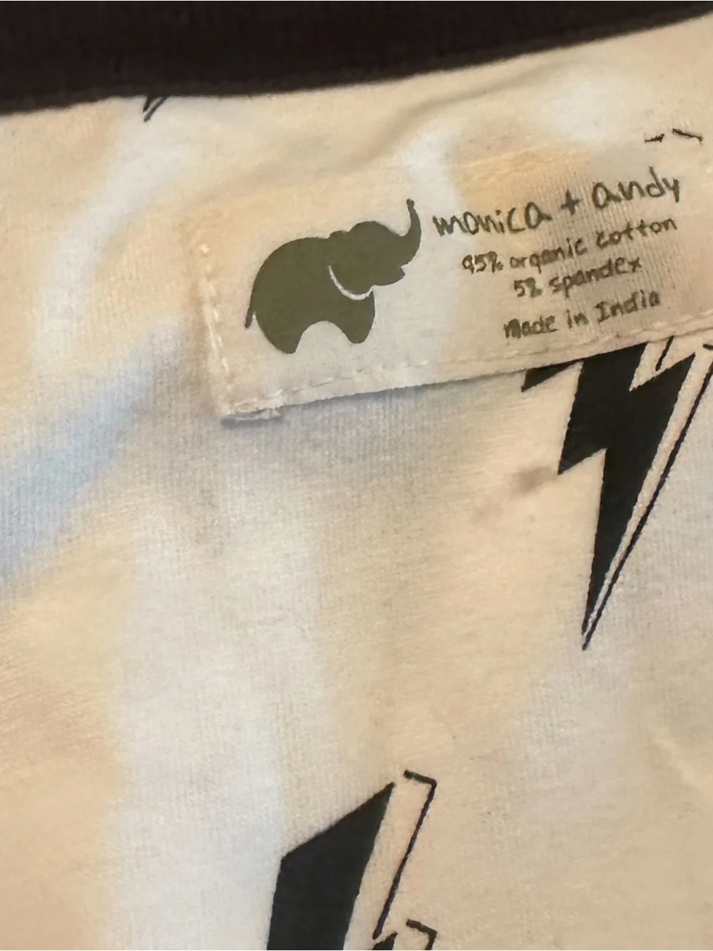 NWT Monica + Andy Cream & Black Lightning Strike Baby Swaddle & Star Beanie Set